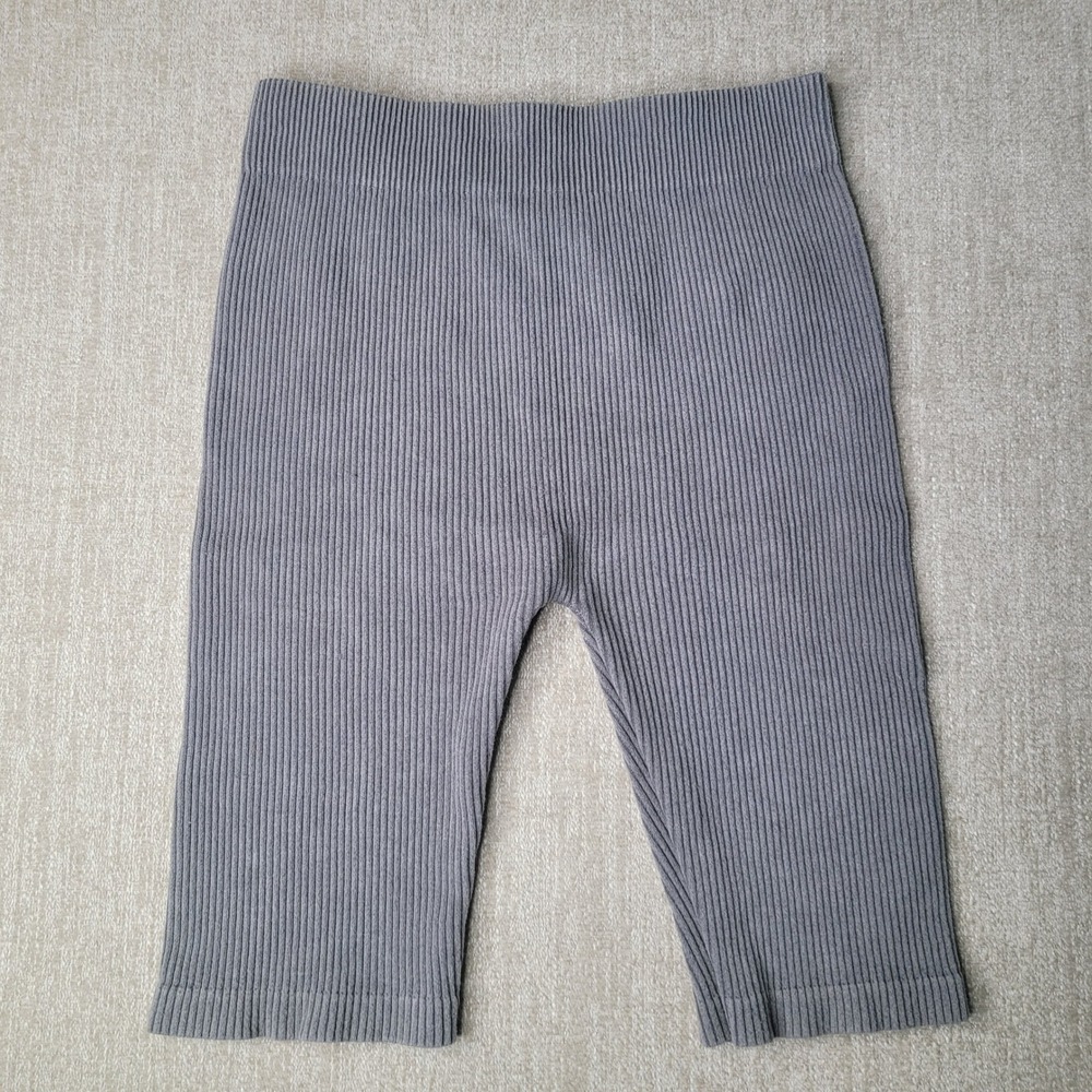 Zara‎ Biker Shorts Women XS-S Gray Ribbed Knit High Waist Stretch Athleisure